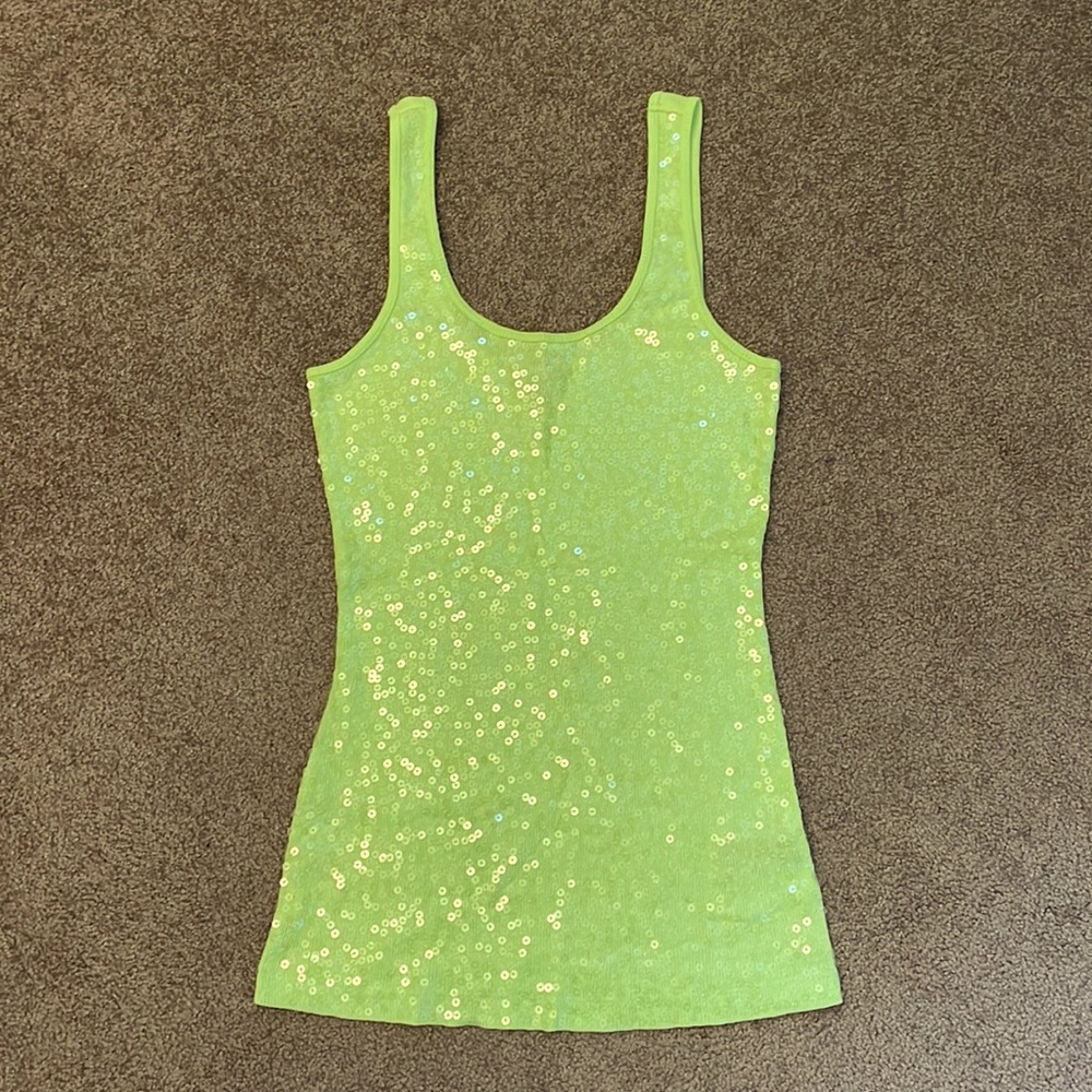 Express green tank with sequins!
